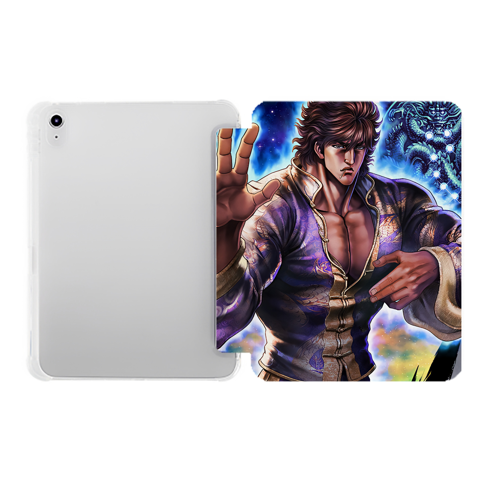 （画像用） 北斗の拳 Fist of the North Star IPad ケース ペン収納付き 三つ折りスタンド PUレザー×シリコン 対応機種9.5/10.5/10.9インチ